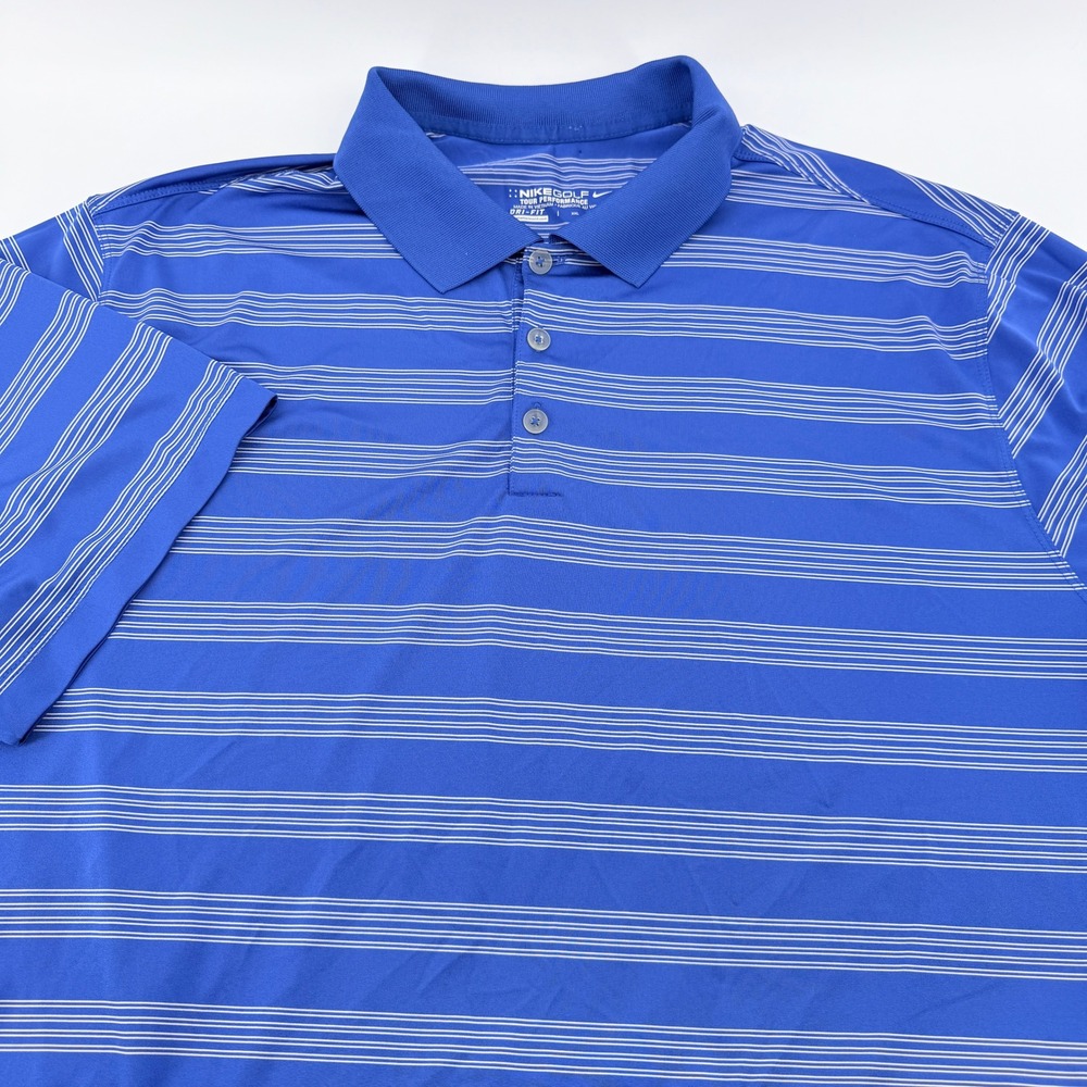 Nike Golf Tour Performance Dri-FIT‎ Polo Shirt Mens XXL Blue Striped 632239-491